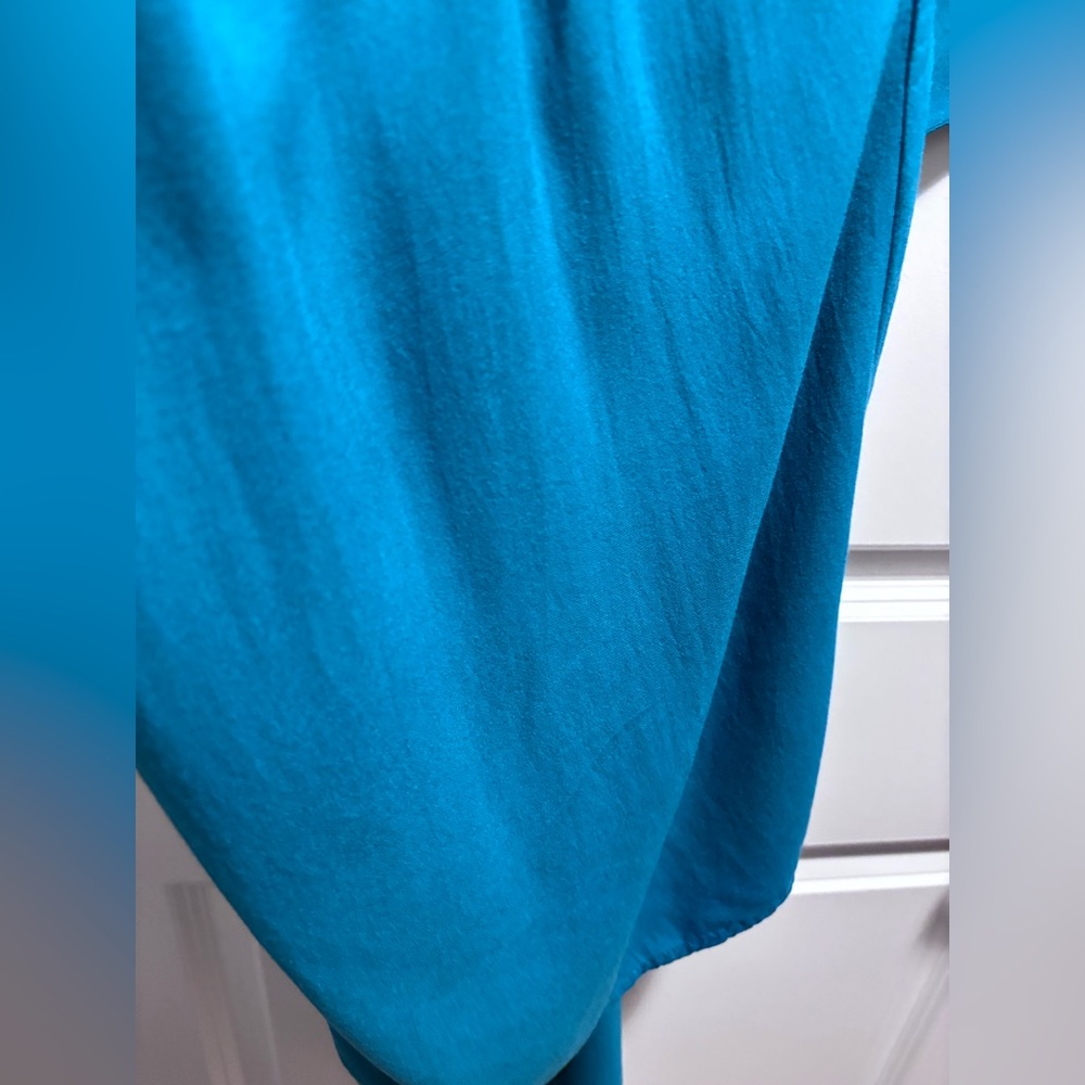 Patrons of Peace Wide Leg Jumpsuit deep V Neck Smocked Pockets Teal Green - Picture 3 of 14